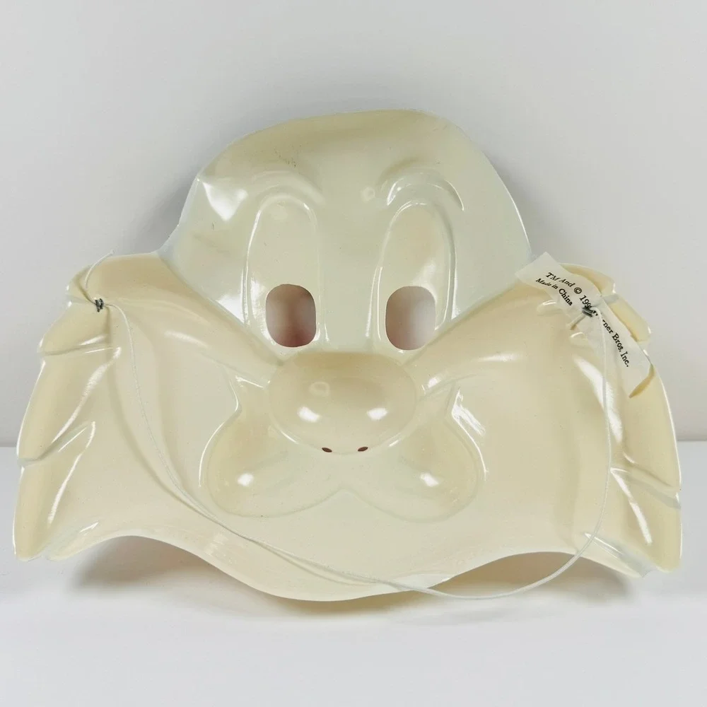 VTG 90s Warner Bros Sylvester Cat Mask Looney Tunes Plastic Costume Halloween